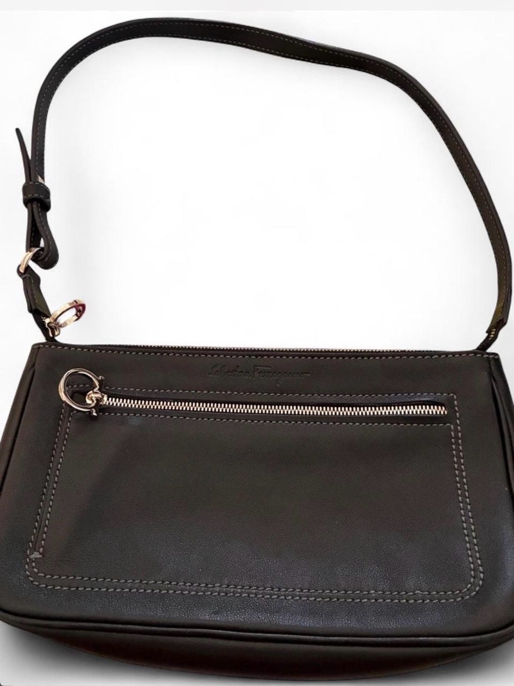 Salvatore Ferragamo Black Leather Adjustable Shoulder Bag - with COA - Picture 6 of 12
